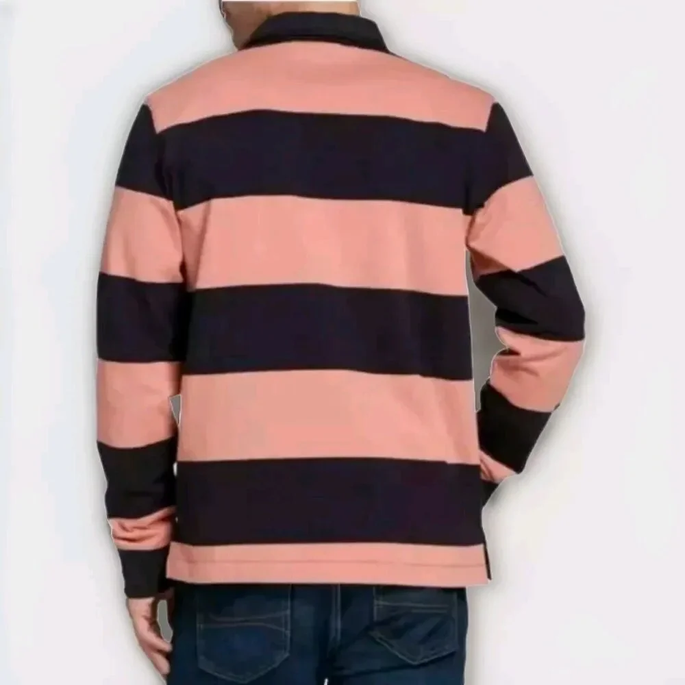 THE NORTH FACE MENS BERKELEY RUGBY LONG SLEEVE SHIRT PINK CLAY AVIATOR NAVY S